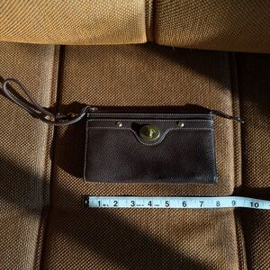 Coach Dark Brown Leather Wristlet